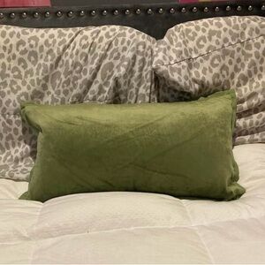 Rectangular green velvet/velour throw pillow